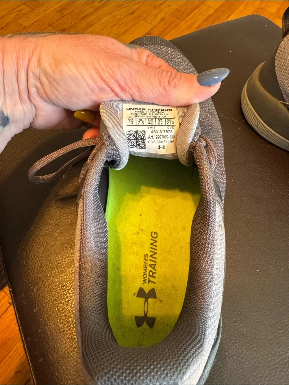 Under Armour Men’s Gray Knit Athletic Shoes with Neon Green Accents